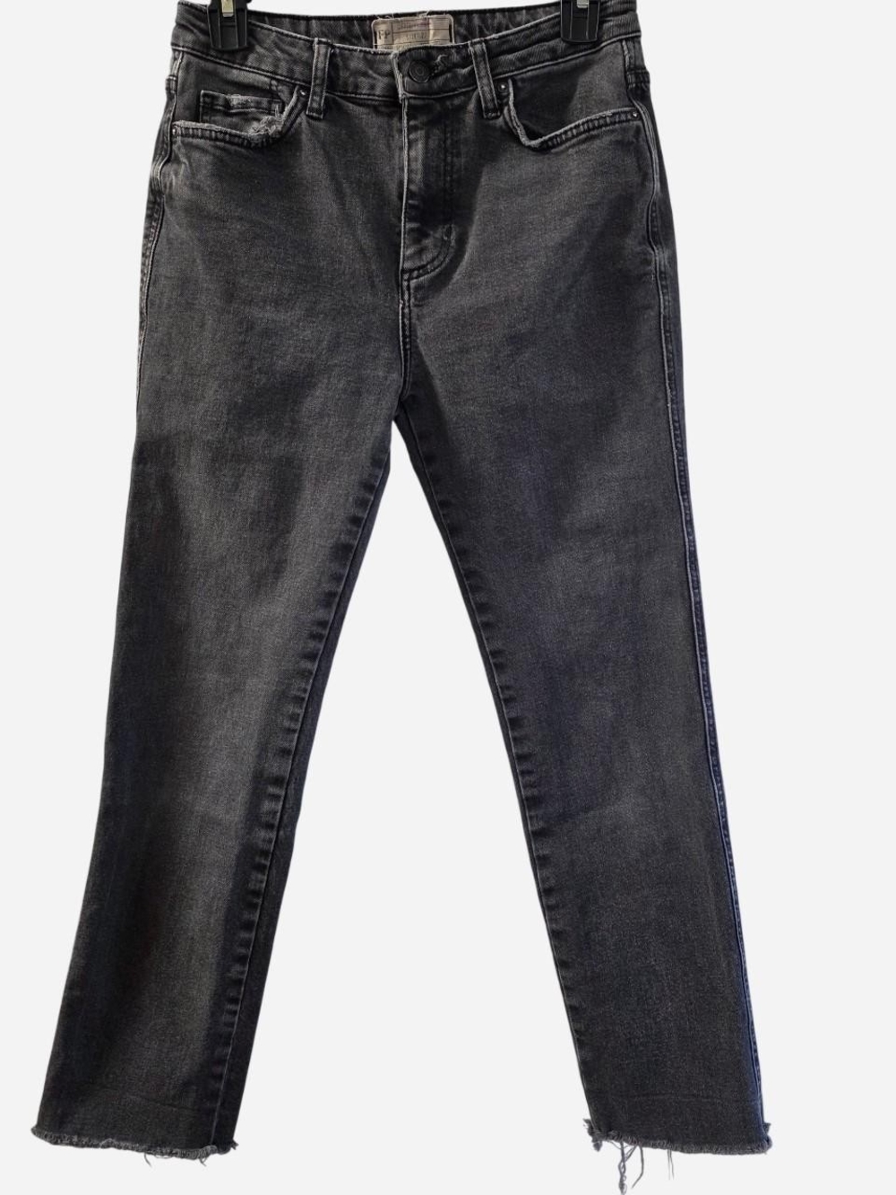Free People Straight Leg Jeans in Washed Black